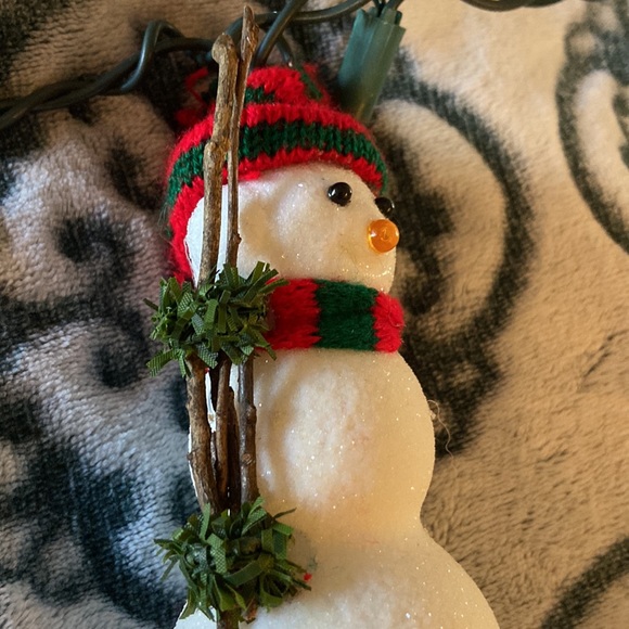 5 Electric White snowman with red & green scarf & hat - Picture 7 of 15